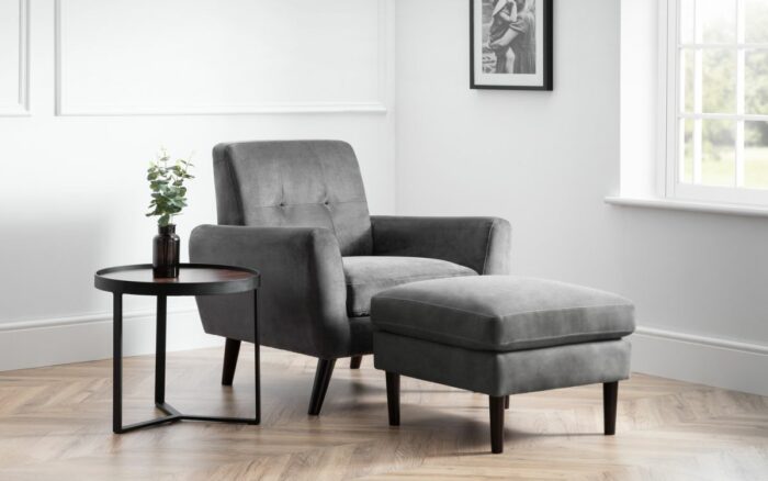 julian bowen Monza Retro Armchair Grey Velvet-25769