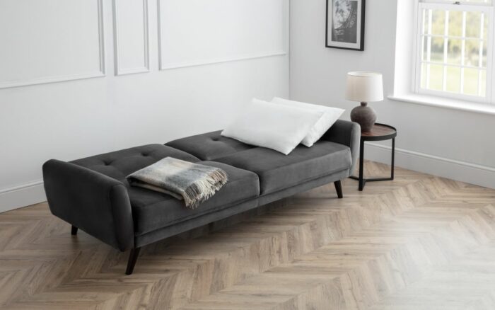 julian bowen Monza Retro 3/4 Seat Sofa Bed Grey Velvet-25783