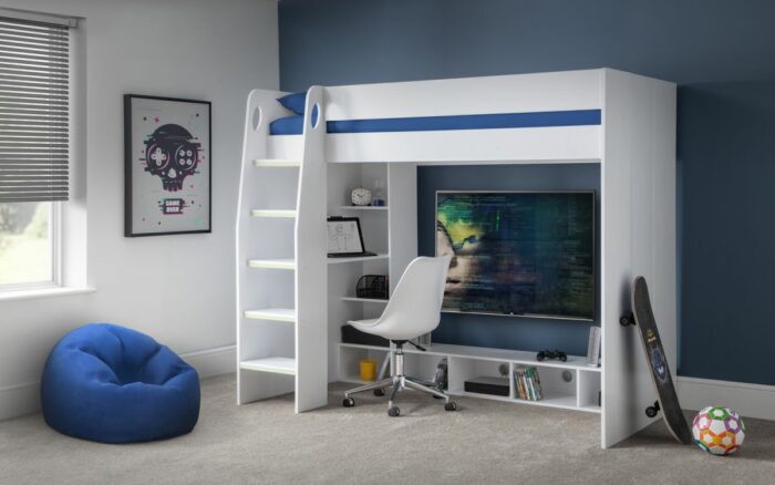 Julian Bowen Nebula Gaming Bed with Desk - White-25810