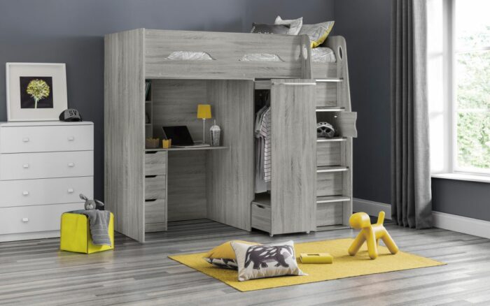 Julian Bowen wooden Pegasus Highsleeper in grey oak-25856