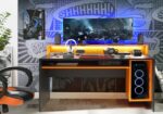 FLAIR FURNISHINGS POWER Y COLOUR CHANGING LED GAMING DESK IN ORANGE AND BLACK-27435
