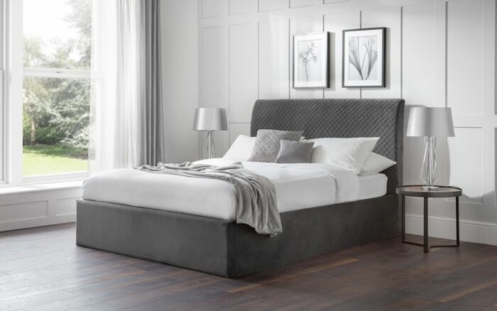 Julian Bowen Sanderson Diamond Quilted Velvet Ottoman Bed-26102