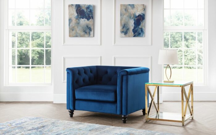 Julian Bowen Sandringham Chair - Blue Velvet-25989