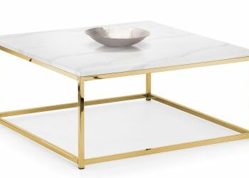 Julian Bowen Scala Gold White Marble Top Coffee Table-0