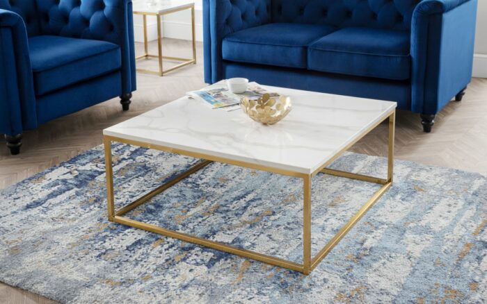 Julian Bowen Scala Gold White Marble Top Coffee Table-26017