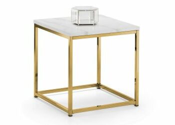 Julian Bowen Scala Gold White Marble Top Lamp Table-0