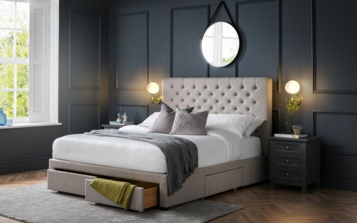 Julian Bowen Wilton Deep Buttoned 4 Drawer Bed - Grey-26030
