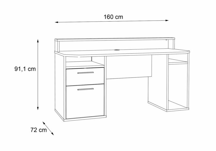 Flair Furnishing Power Z Gaming Desk With Colour Change LED-27308