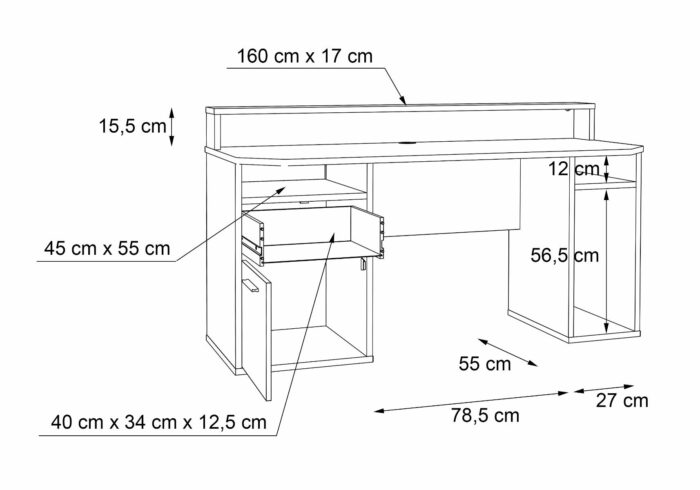 Flair Furnishing Power Z Gaming Desk With Colour Change LED-27311