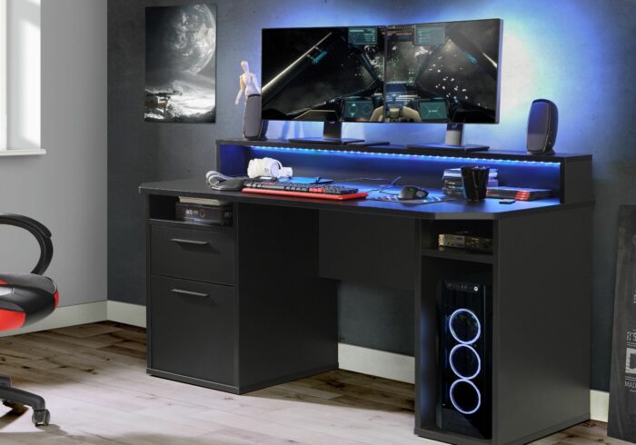 Flair Furnishing Power Z Gaming Desk With Colour Change LED-27314