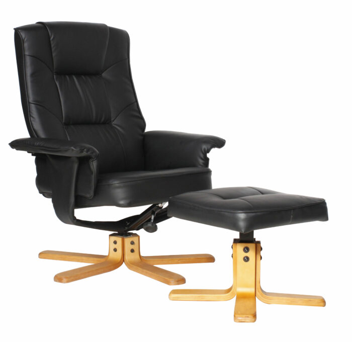 Dorel Alphason Drake Recliner Chair With Footstool - Black-0
