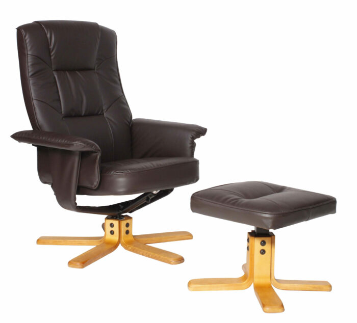 Dorel Alphason Drake Recliner Chair With Footstool - Brown-0