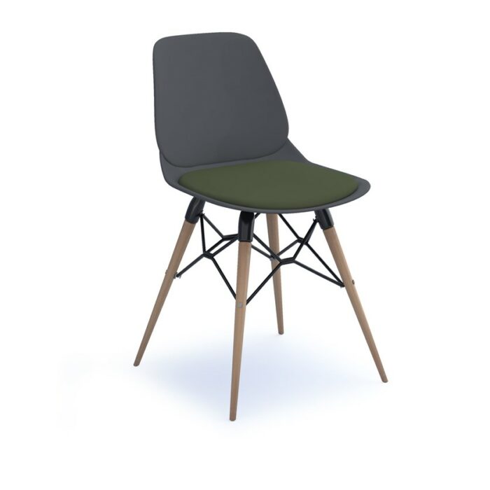 dams Strut chair with seat pad and natural oak 4 leg frame with black steel detail-0