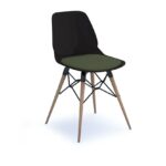 dams Strut chair with seat pad and natural oak 4 leg frame with black steel detail-27918