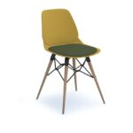 dams Strut chair with seat pad and natural oak 4 leg frame with black steel detail-27917