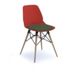 dams Strut chair with seat pad and natural oak 4 leg frame with black steel detail-27914