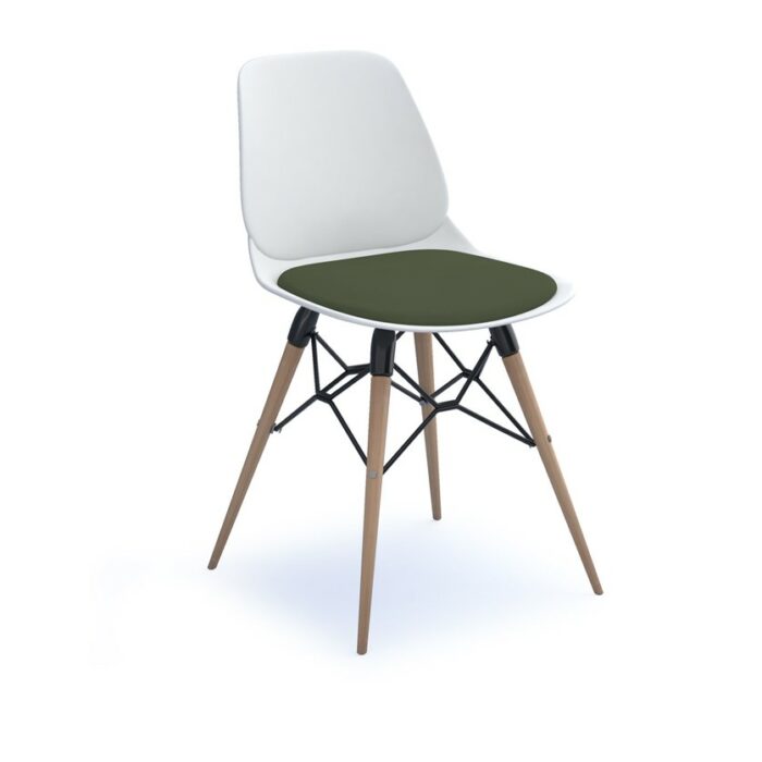 dams Strut chair with seat pad and natural oak 4 leg frame with black steel detail-27915