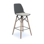 dams Strut multi-purpose stool with seat pad and natural oak 4 leg frame with black steel detail-28066