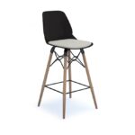 dams Strut multi-purpose stool with seat pad and natural oak 4 leg frame with black steel detail-0