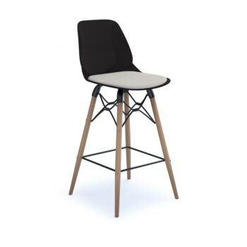 dams Strut multi-purpose stool with seat pad and natural oak 4 leg frame with black steel detail-0