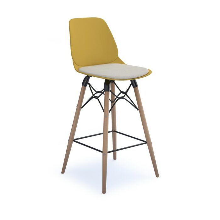 dams Strut multi-purpose stool with seat pad and natural oak 4 leg frame with black steel detail-28062