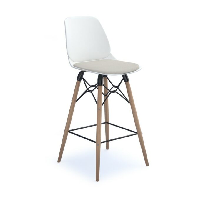 dams Strut multi-purpose stool with seat pad and natural oak 4 leg frame with black steel detail-28064