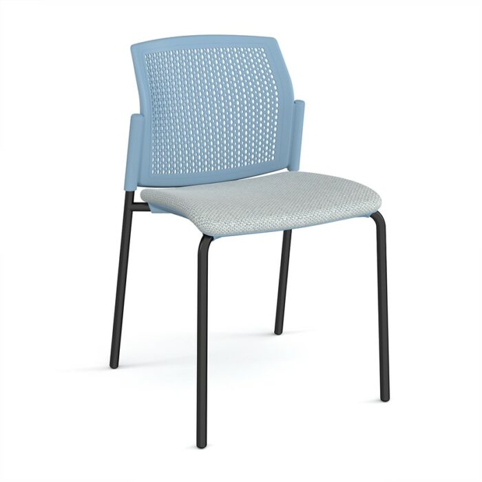 DAMS Santana 4 leg stacking chair with fabric seat and perforated back and no arms - made to order-29574