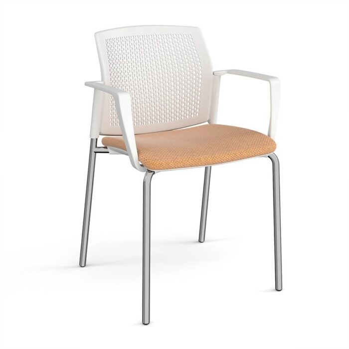 DAMS Santana 4 leg stacking chair with fabric seat and perforated back and fixed arms - made to order-29592