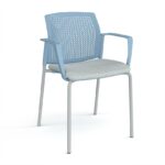 DAMS Santana 4 leg stacking chair with fabric seat and perforated back and fixed arms - made to order-29589