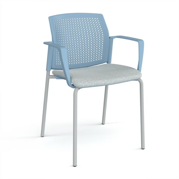 DAMS Santana 4 leg stacking chair with fabric seat and perforated back and fixed arms - made to order-29589