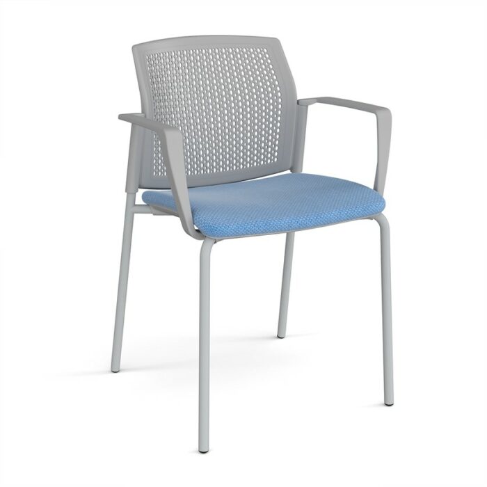 DAMS Santana 4 leg stacking chair with fabric seat and perforated back and fixed arms - made to order-29590