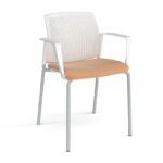 DAMS Santana 4 leg stacking chair with fabric seat and perforated back and fixed arms - made to order-29588