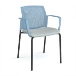 DAMS Santana 4 leg stacking chair with fabric seat and perforated back and fixed arms - made to order-29599