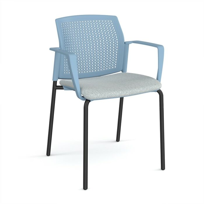 DAMS Santana 4 leg stacking chair with fabric seat and perforated back and fixed arms - made to order-29599