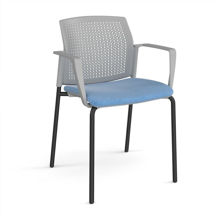 DAMS Santana 4 leg stacking chair with fabric seat and perforated back and fixed arms - made to order-29597