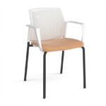 DAMS Santana 4 leg stacking chair with fabric seat and perforated back and fixed arms - made to order-29596