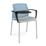 DAMS Santana 4 leg stacking chair with fabric seat and perforated back, arms and writing tablet - made to order-29618