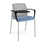 DAMS Santana 4 leg stacking chair with fabric seat and perforated back, arms and writing tablet - made to order-29615