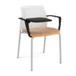 DAMS Santana 4 leg stacking chair with fabric seat and perforated back, arms and writing tablet - made to order-29617