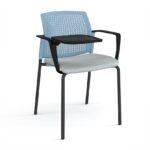 DAMS Santana 4 leg stacking chair with fabric seat and perforated back, arms and writing tablet - made to order-29622