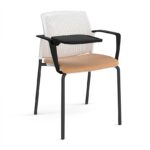 DAMS Santana 4 leg stacking chair with fabric seat and perforated back, arms and writing tablet - made to order-29620