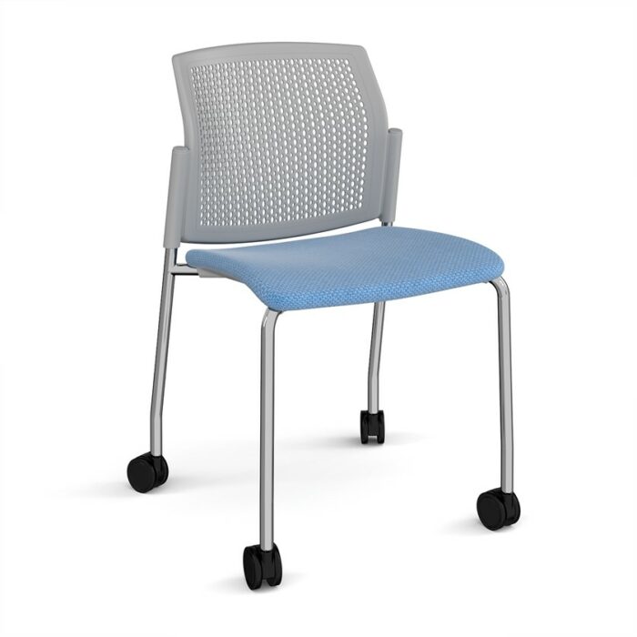 DAMS Santana 4 leg mobile chair with fabric seat and perforated back with castors and no arms - made to order-29643