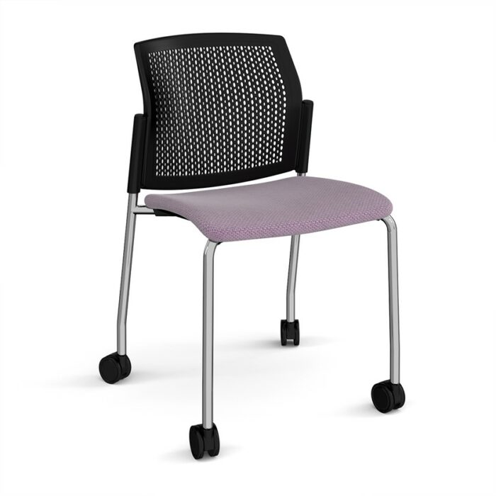 DAMS Santana 4 leg mobile chair with fabric seat and perforated back with castors and no arms - made to order-29644