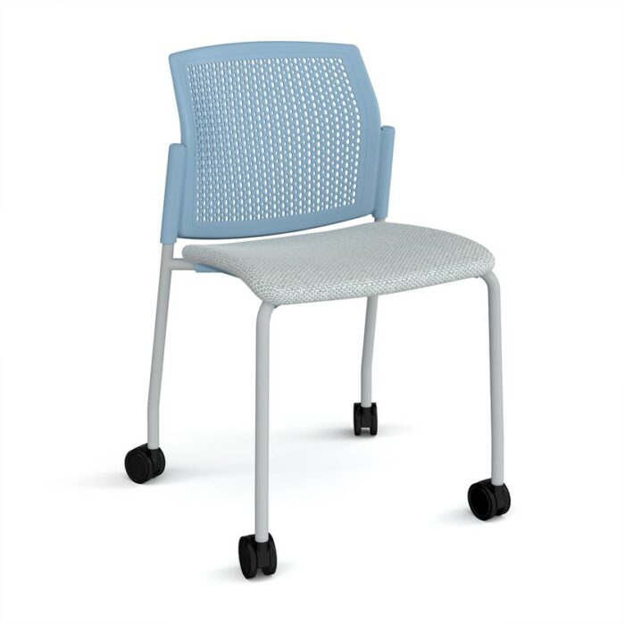 DAMS Santana 4 leg mobile chair with fabric seat and perforated back with castors and no arms - made to order-29645