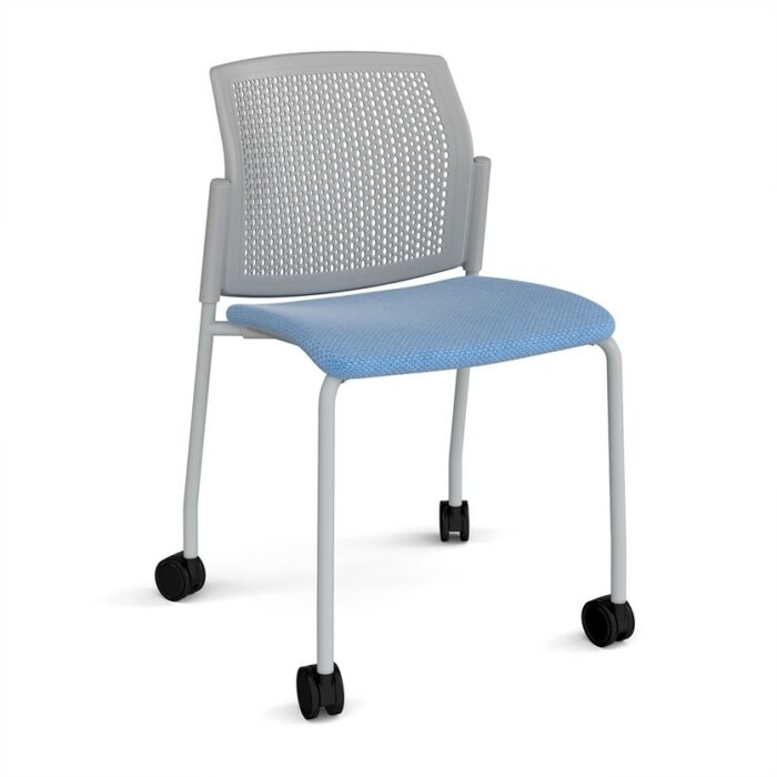 DAMS Santana 4 leg mobile chair with fabric seat and perforated back with castors and no arms - made to order-29641