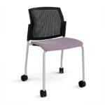 DAMS Santana 4 leg mobile chair with fabric seat and perforated back with castors and no arms - made to order-29646