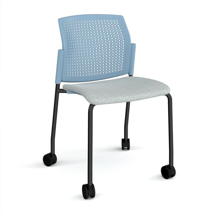 DAMS Santana 4 leg mobile chair with fabric seat and perforated back with castors and no arms - made to order-29640