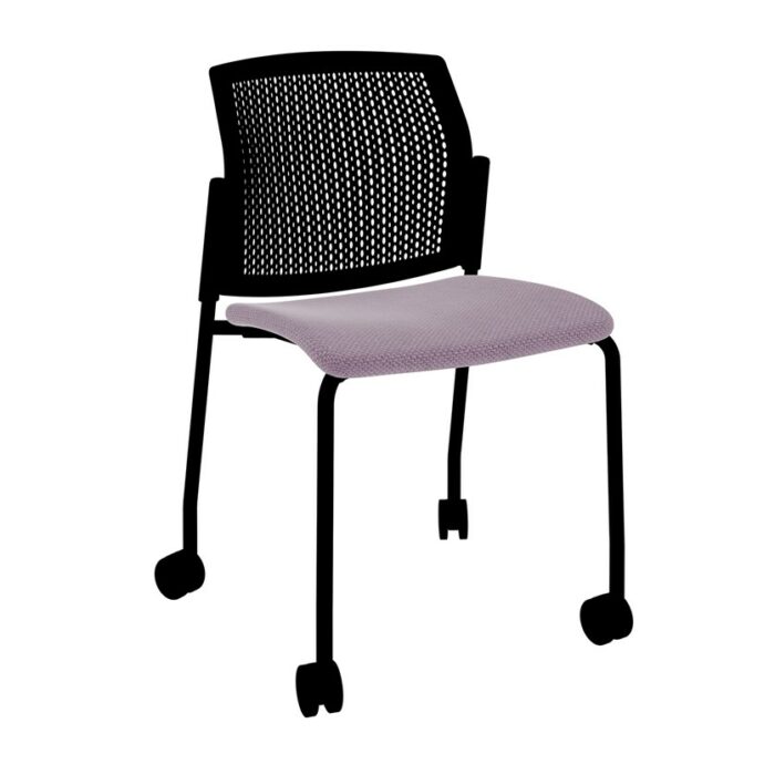 DAMS Santana 4 leg mobile chair with fabric seat and perforated back with castors and no arms - made to order-0