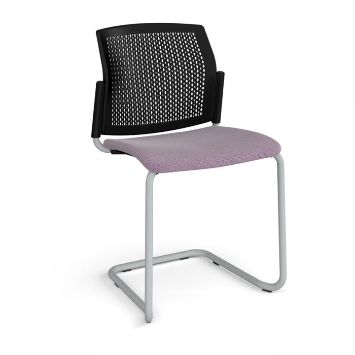 DAMS Santana cantilever chair with fabric seat and perforated back and no arms - made to order-29710