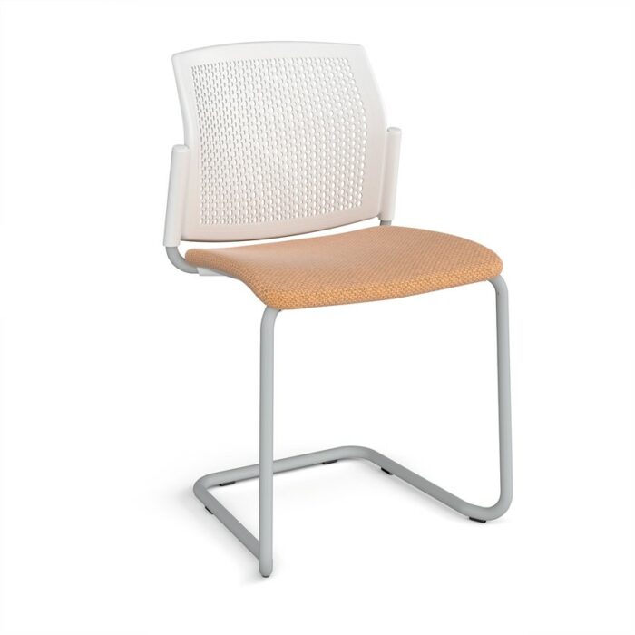 DAMS Santana cantilever chair with fabric seat and perforated back and no arms - made to order-29703